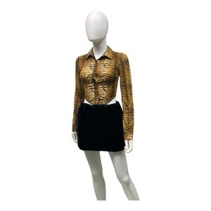 Emory Park Small Tiger Print Button Down Shirt - Gold and Black